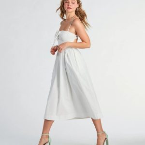 Sweeten Me Up Square Neck Cutout A-Line Midi Dress