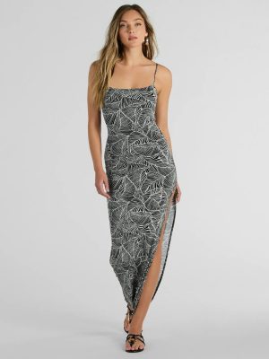 Miami Nights Sleeveless Tropical Slit Maxi Dress