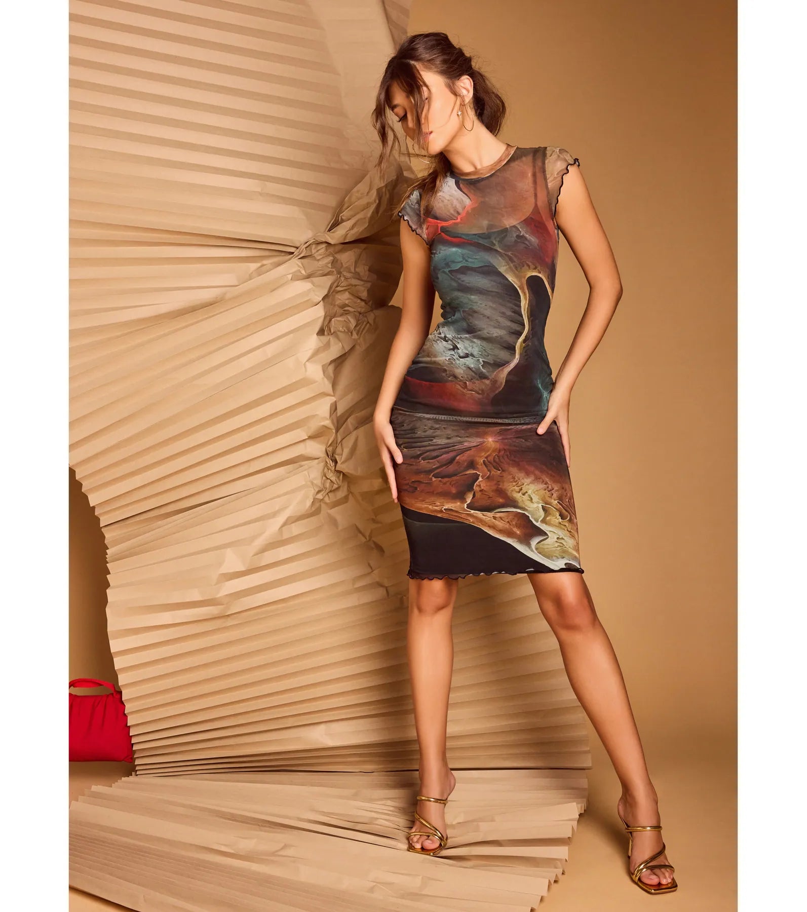 Bold Allure Abstract Print Mesh Midi Dress - Image 5