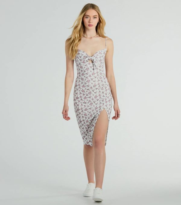 Frolic In Floral Tie Midi Dress - Image 5