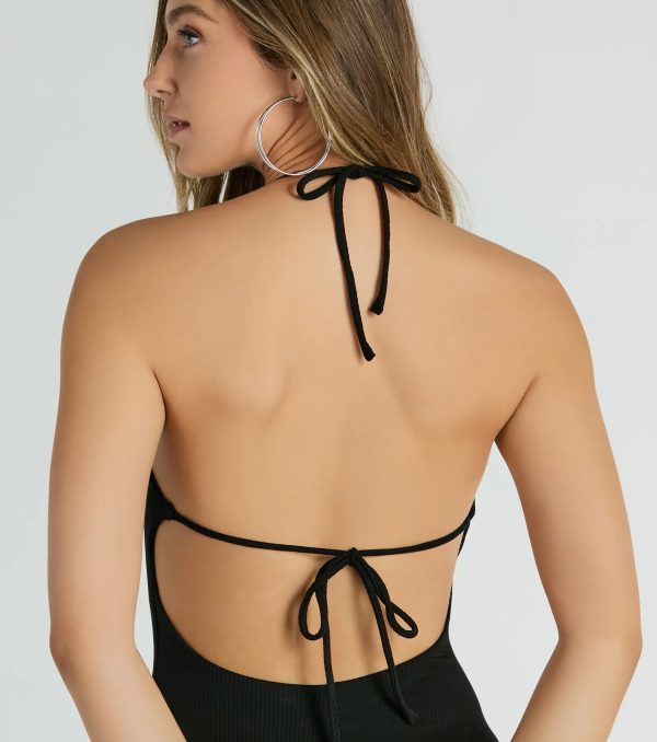Simple Slay Halter Cowl Neck Ribbed Knit Maxi Dress - Image 4