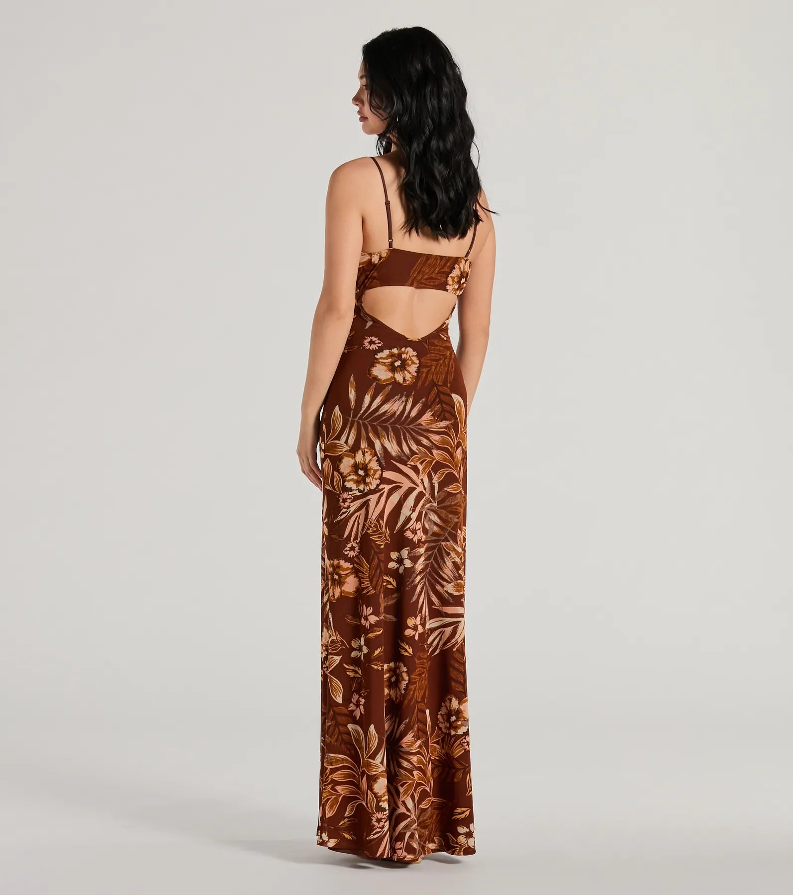 Paradise Pick V-Neck Cutout Tropical Maxi Dress - Image 2