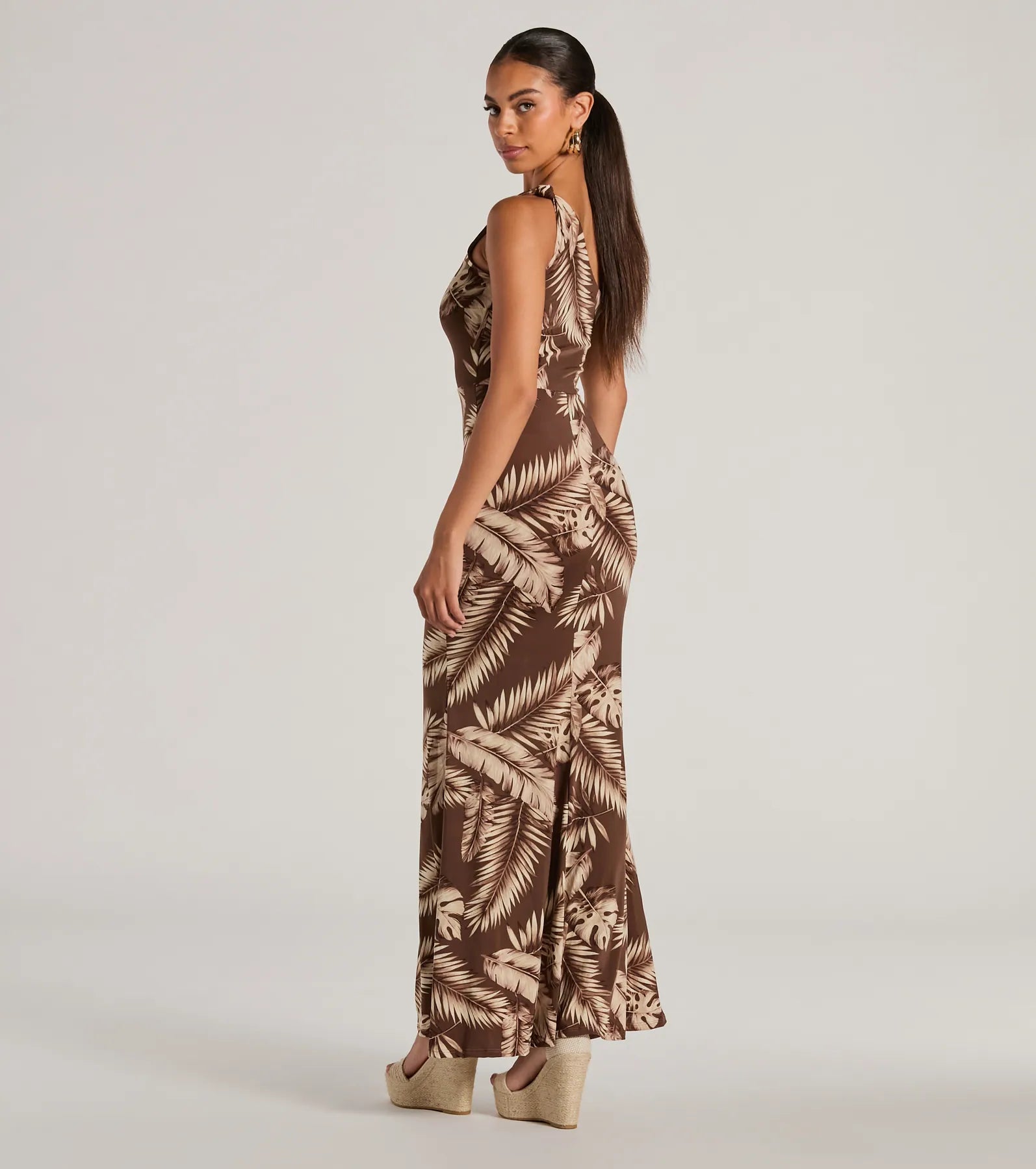 Out Of Office One Shoulder Tropical Maxi Dress - Image 2