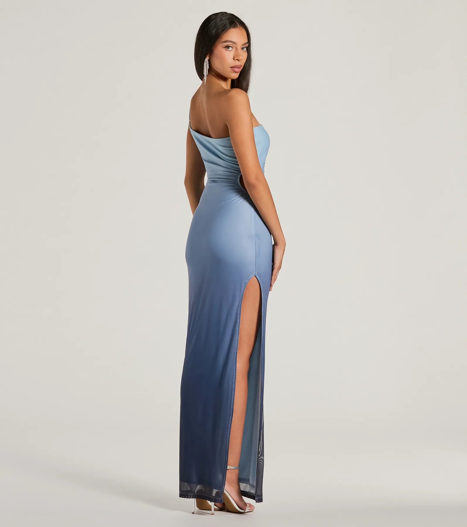 Special Stunner One-Shoulder Cutout Ombre Maxi Dress - Image 2