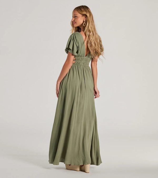 Make Hearts Flutter Short Sleeve Cutout Maxi Dress - Image 2