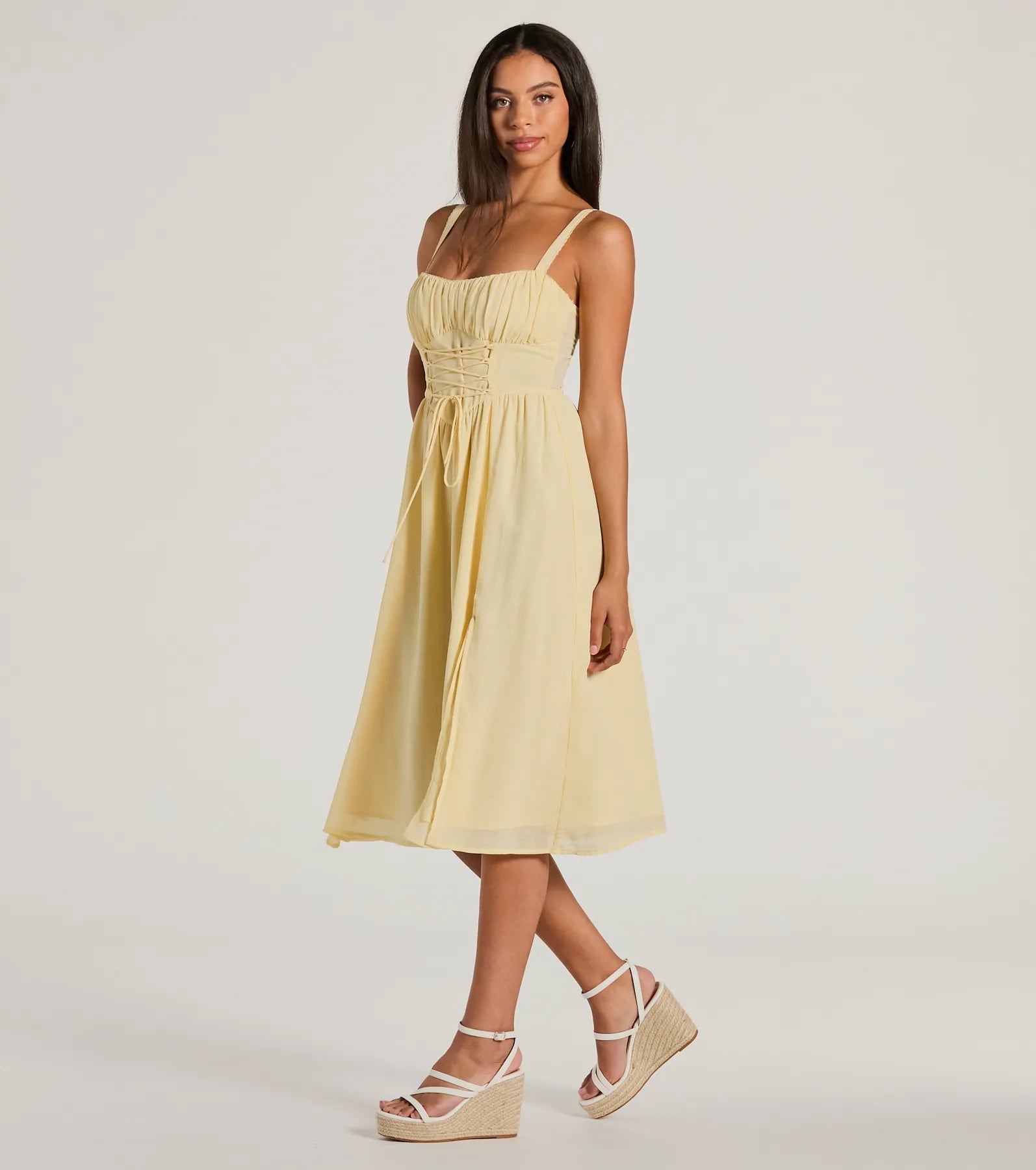 Modern Romance Sleeveless Lace-Up A-Line Midi Dress - Image 4