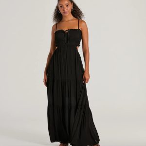 Breezy Look Ruffled Cutout Woven Maxi Dress