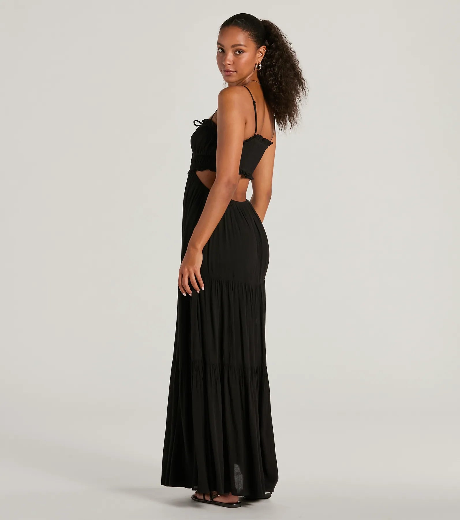 Breezy Look Ruffled Cutout Woven Maxi Dress - Image 2