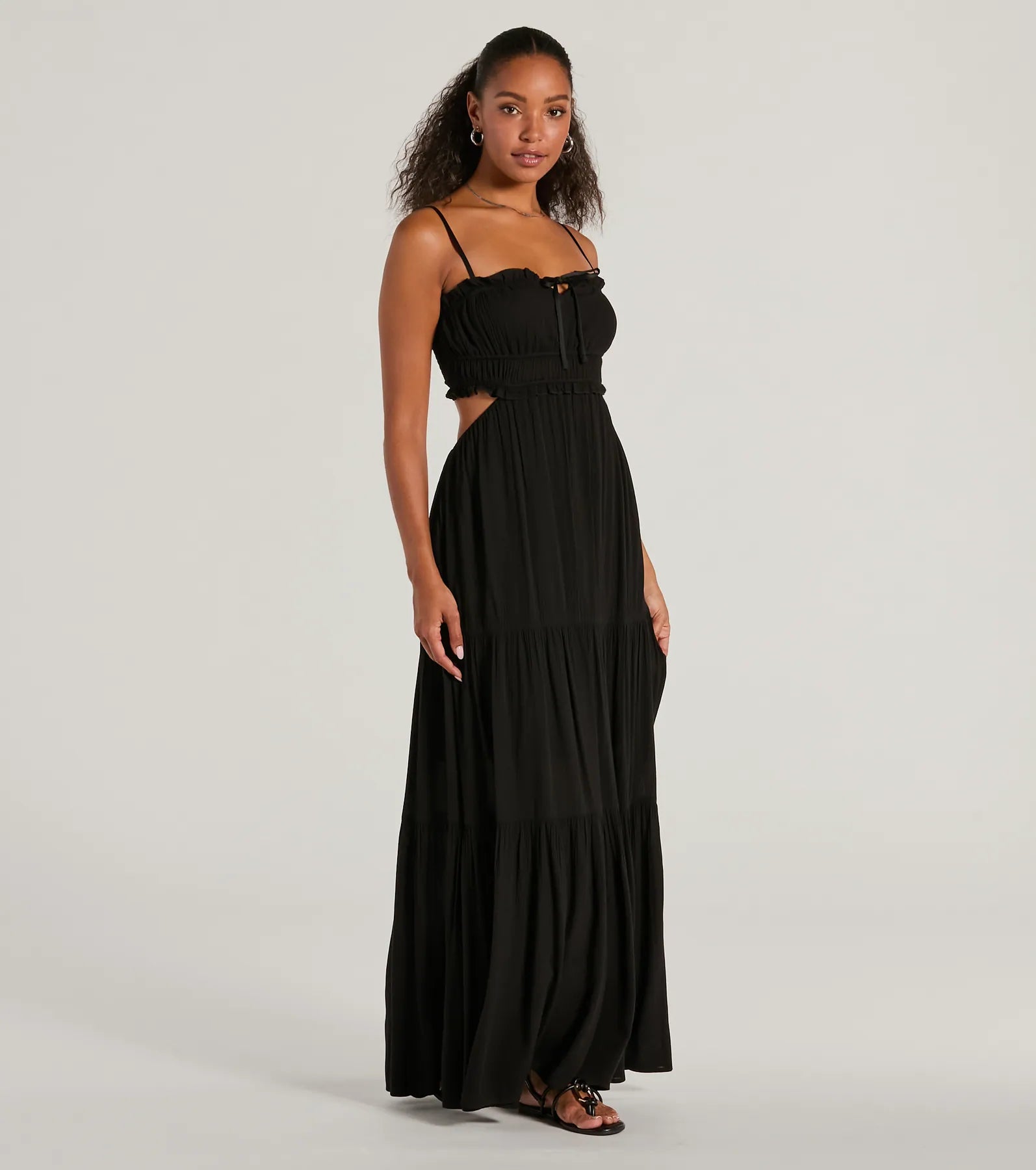 Breezy Look Ruffled Cutout Woven Maxi Dress - Image 4