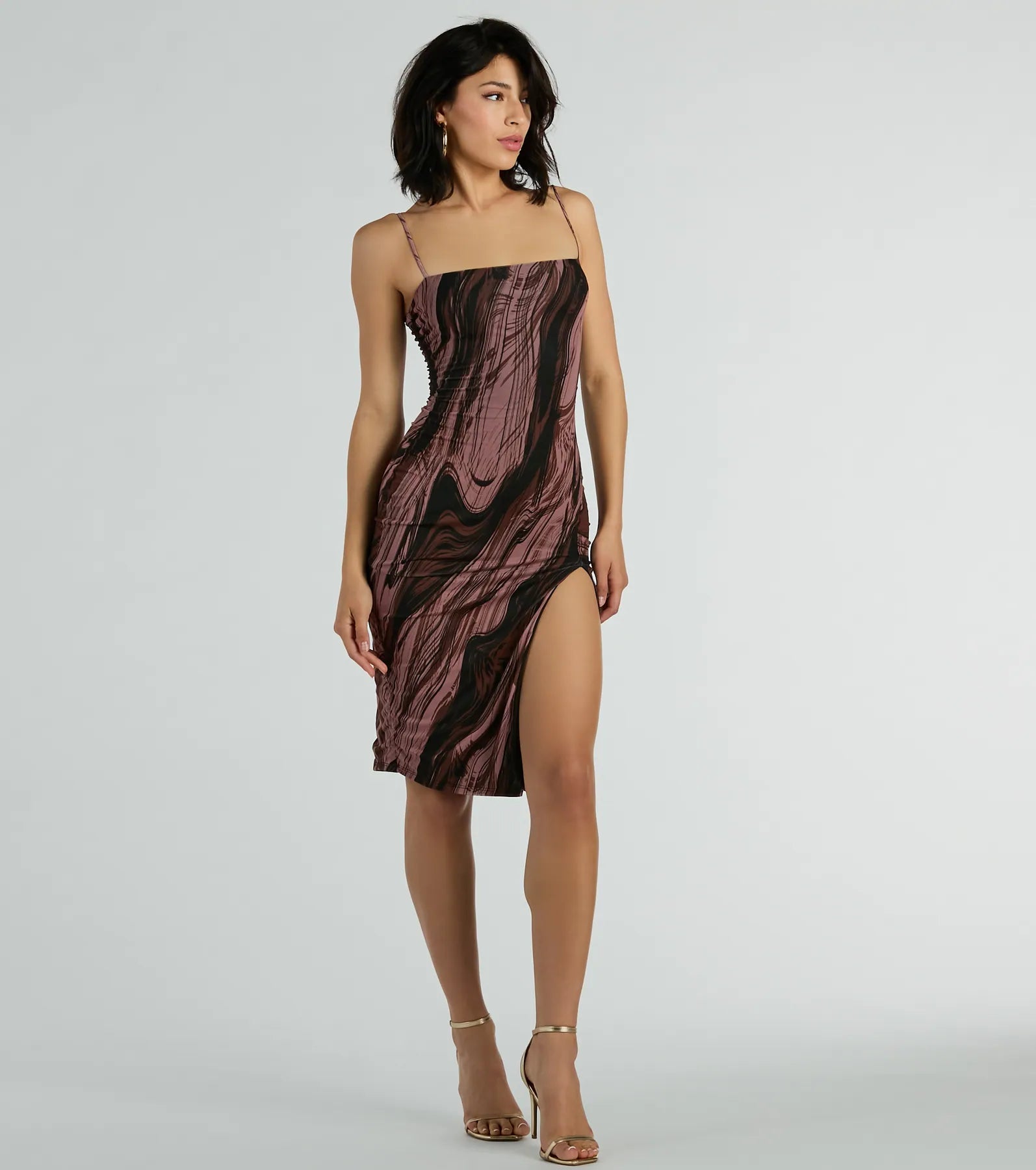 Abstract Beauty Printed Slit Midi Dress - Image 4
