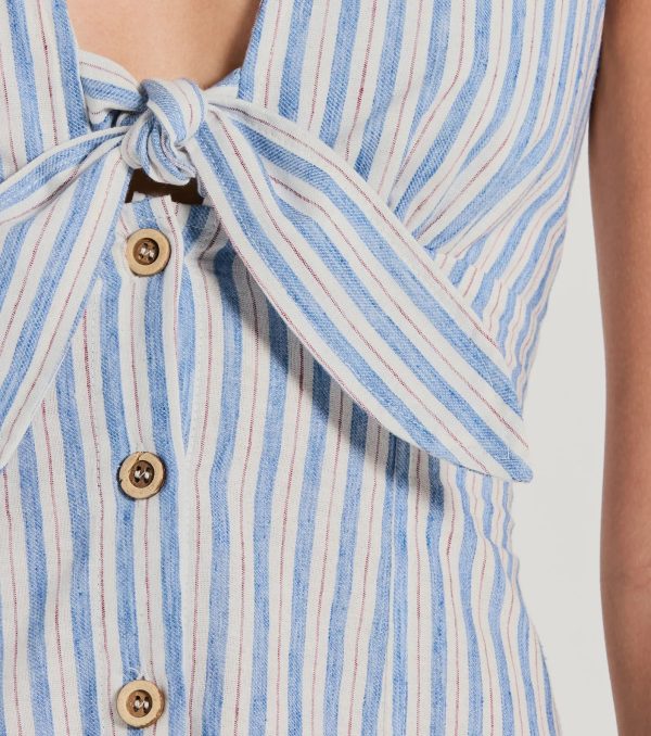 Pretty In Italy Halter Button Striped Mini Dress - Image 4