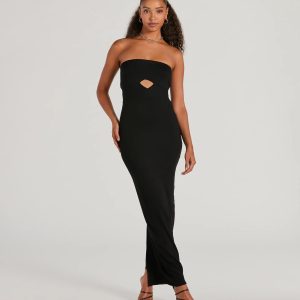 Never A Dull Moment Strapless Cutout Maxi Dress