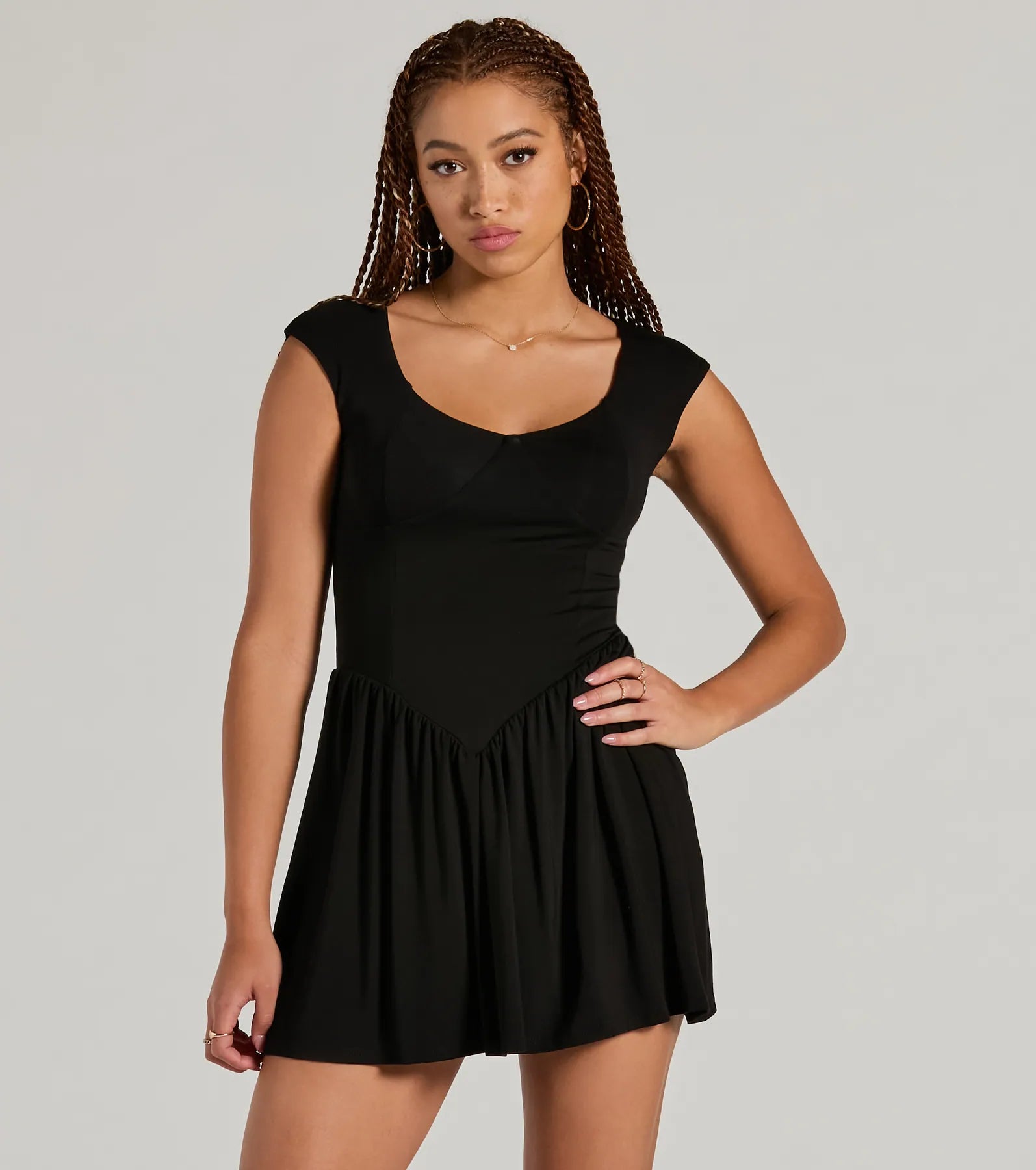 Flattering Look A-Line Ruffled Mini Dress - Image 5
