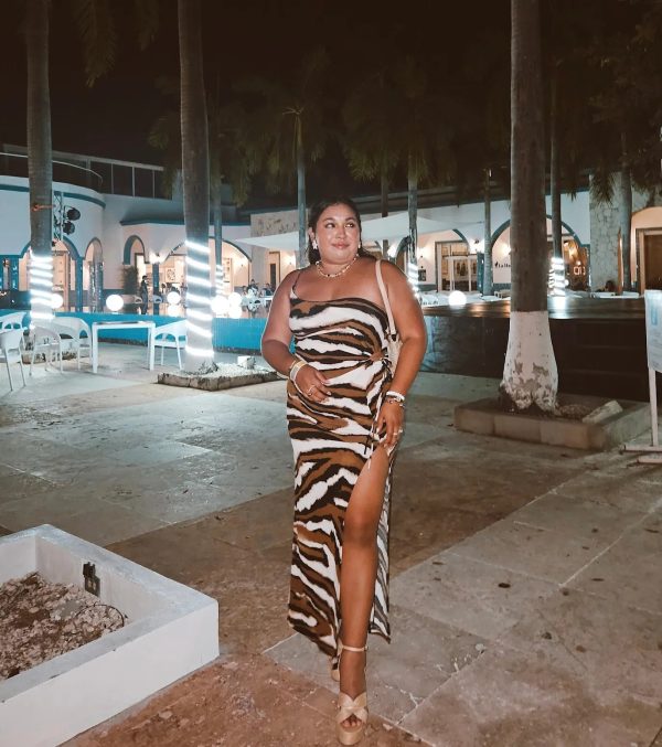 A Little Wild One-Shoulder Zebra Print Maxi Dress - Image 5