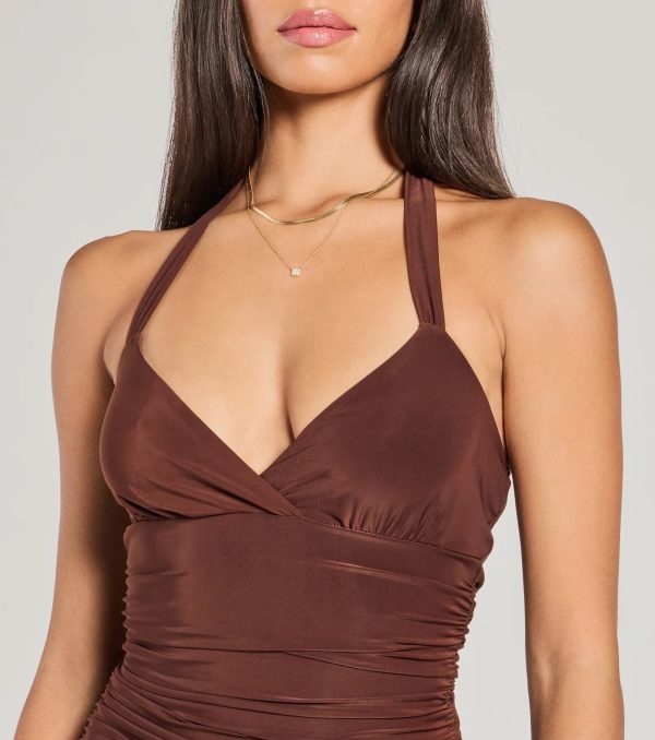 Sassy Style Ruched Knit Halter Skater Dress - Image 5