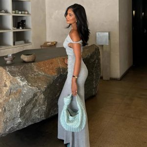 Casual Chic Ruched Ribbed Knit Maxi Dress