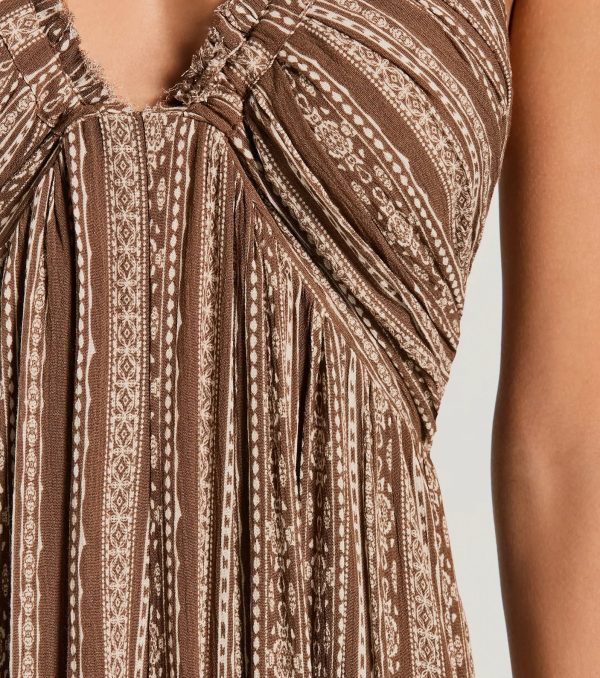 Bohemian-Chic Geometric Striped Halter Maxi Dress - Image 3