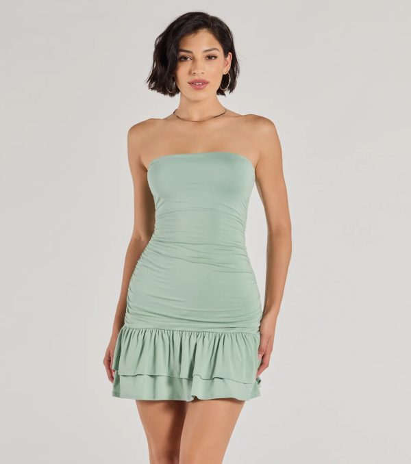 Here Comes The Sun Strapless Ruffled Mini Dress - Image 6