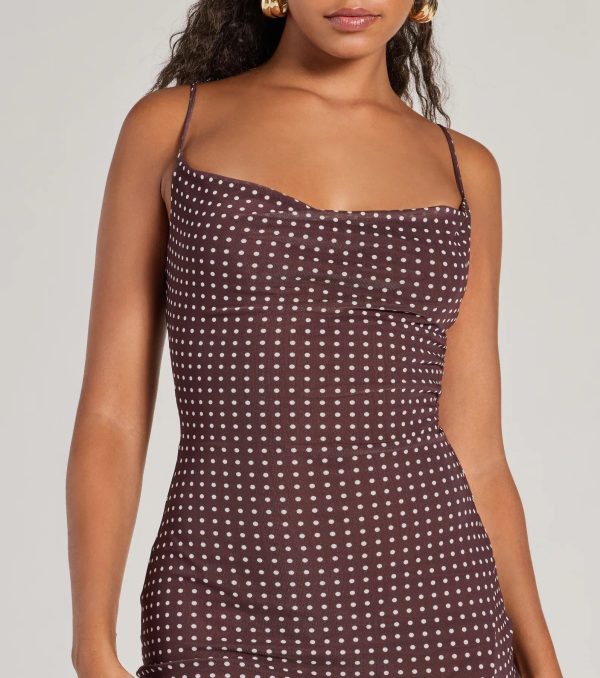 Class Act Cowl Neck Polka Dot Midi Dress - Image 3