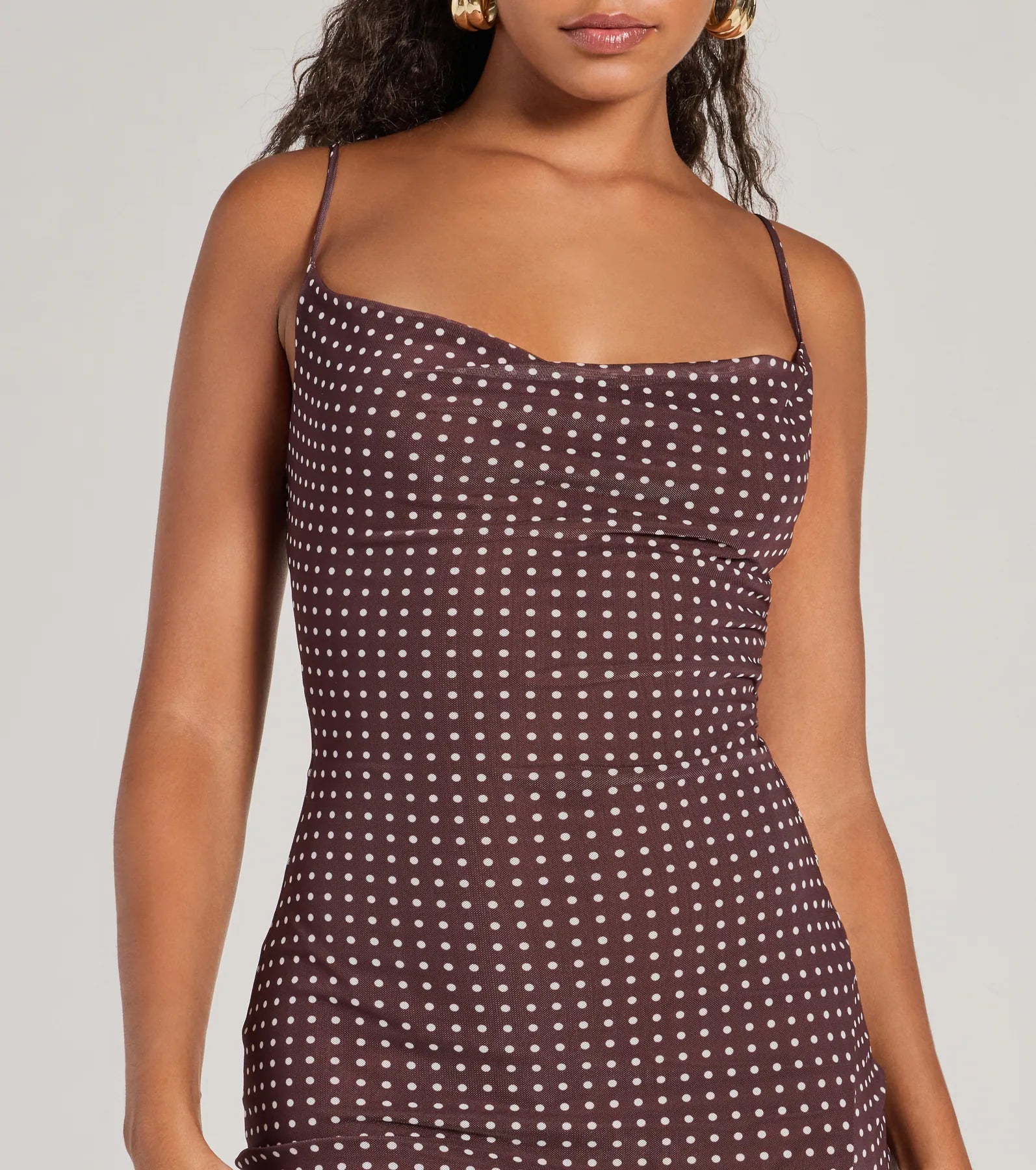 Class Act Cowl Neck Polka Dot Midi Dress - Image 3