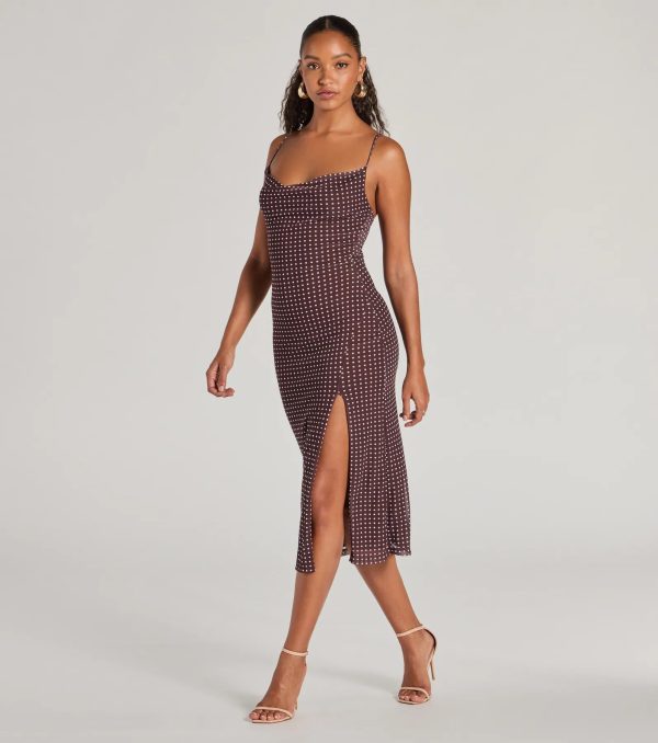 Class Act Cowl Neck Polka Dot Midi Dress - Image 4