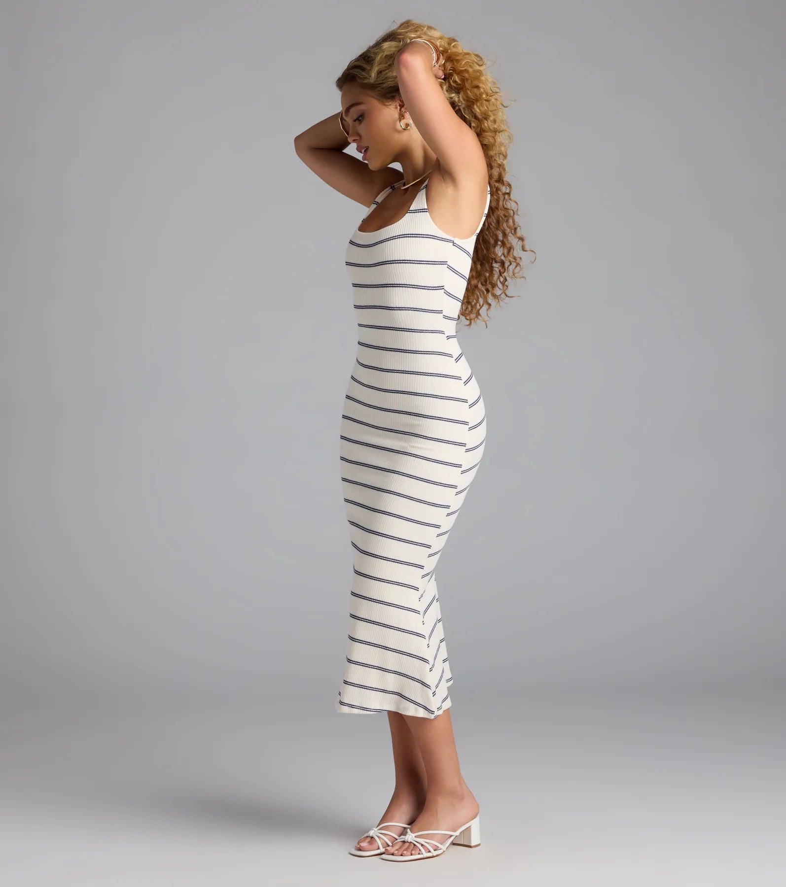 Pretty Picture Striped Midi Dress - Image 4