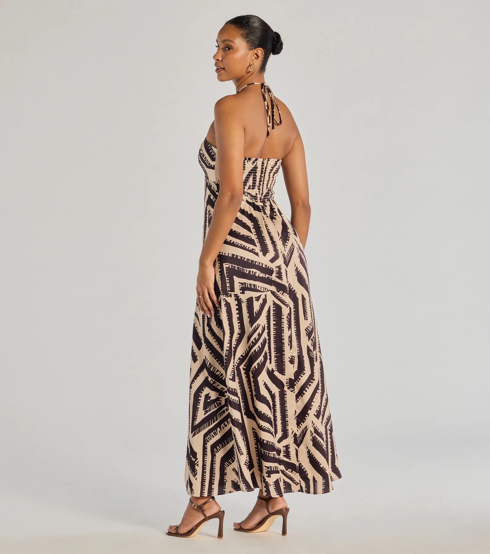 Chic Breezes Halter Boho Satin Maxi Dress - Image 2
