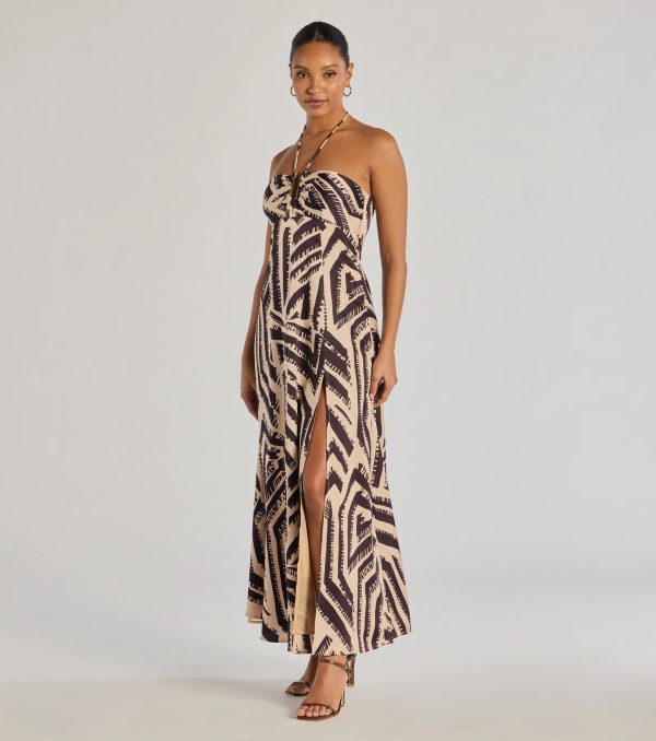 Chic Breezes Halter Boho Satin Maxi Dress - Image 4