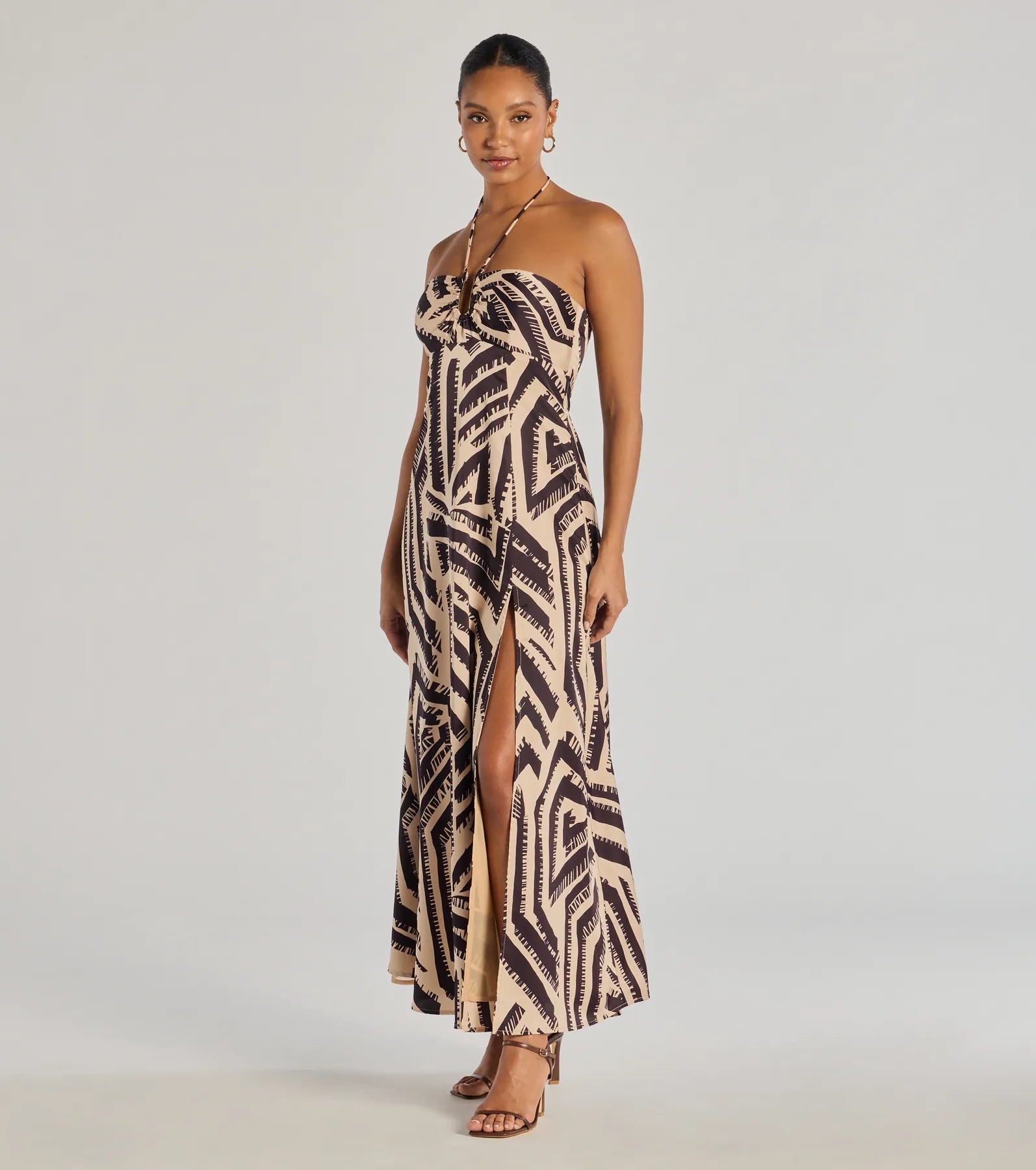 Chic Breezes Halter Boho Satin Maxi Dress - Image 4
