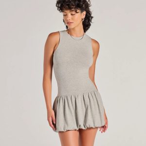Weekend Feeling Sleeveless Bubble Hem Mini Dress