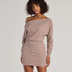 Stripes In Style Off The Shoulder Mini Dress