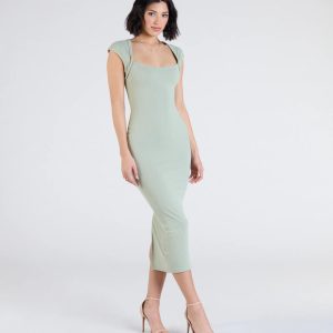 Cute Ease Cap Sleeve Cutout Midi Dress