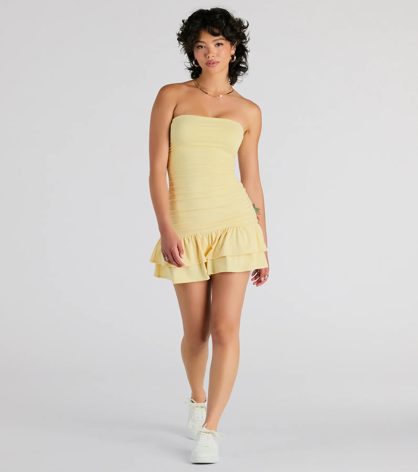 Here Comes The Sun Strapless Ruffled Mini Dress - Image 17