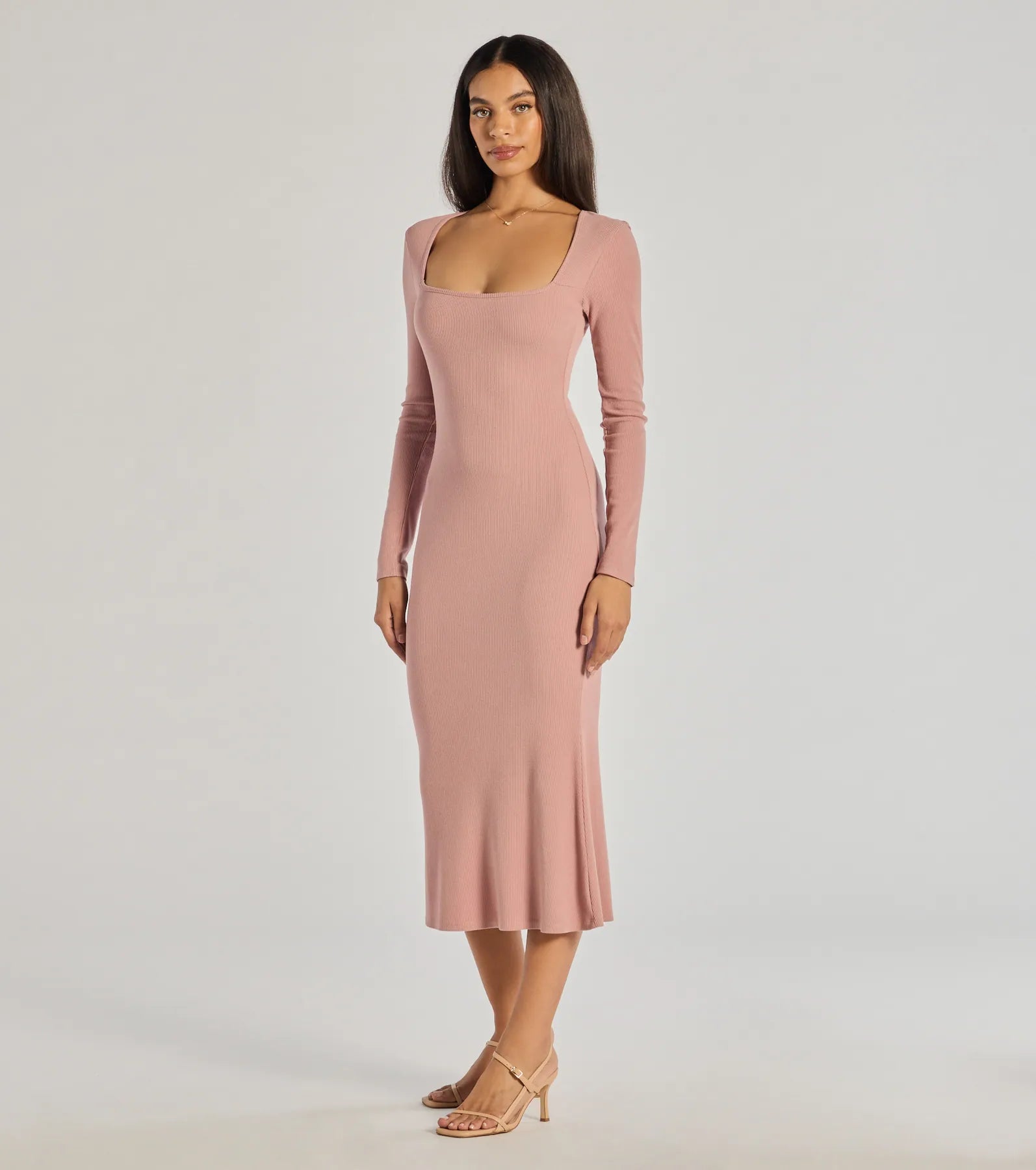 Basic Cutie Long Sleeve Knit Midi Dress - Image 4
