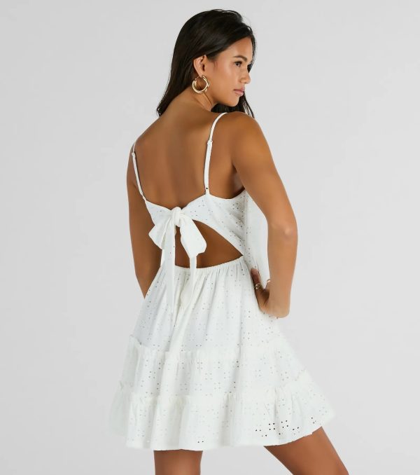 Feeling Amore Tie-Back A-Line Eyelet Mini Dress - Image 14
