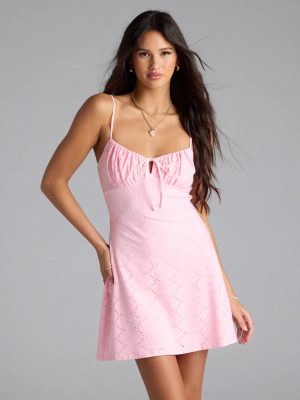 Flawless Beauty Eyelet A-Line Mini Dress