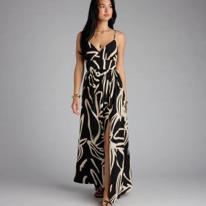Chic Bliss Tie-Back Slit Maxi Dress