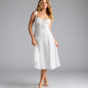 Spring Fling Corset Tie A-Line Midi Dress
