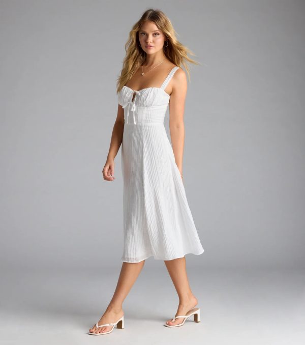 Spring Fling Corset Tie A-Line Midi Dress - Image 4