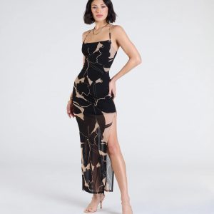 Sunset Beauty Tropical Print Maxi Dress