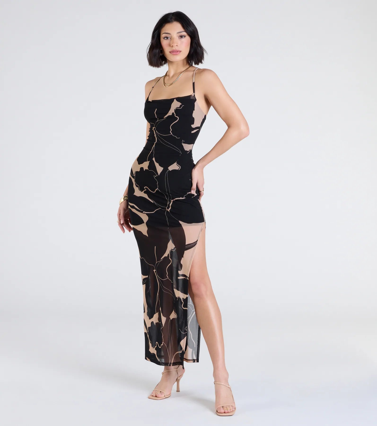 Sunset Beauty Tropical Print Maxi Dress