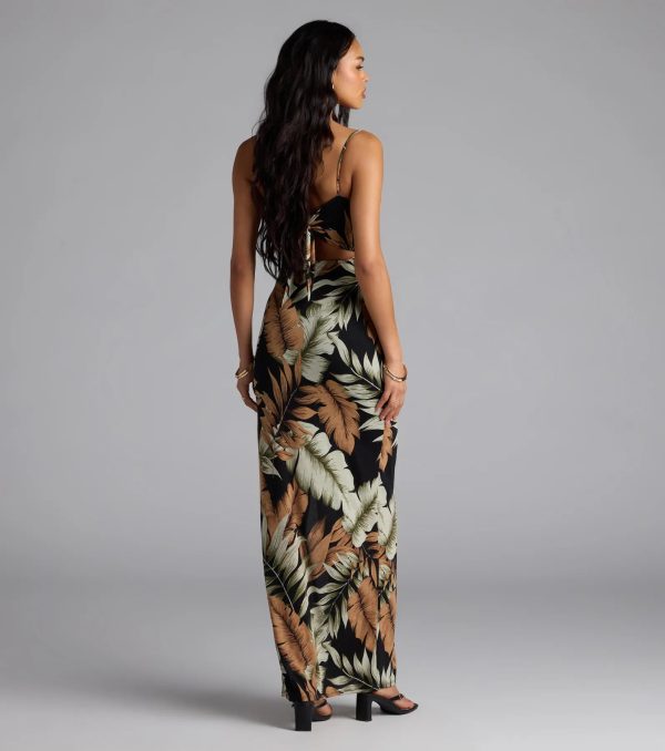 Destination Cutie Tropical Cutout Slit Maxi Dress - Image 2
