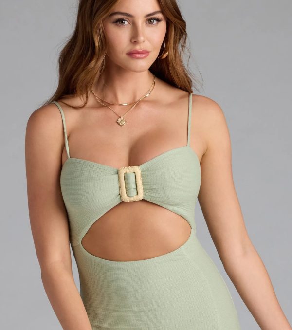 Vacay Mode Buckle Cutout Slit Maxi Dress - Image 3