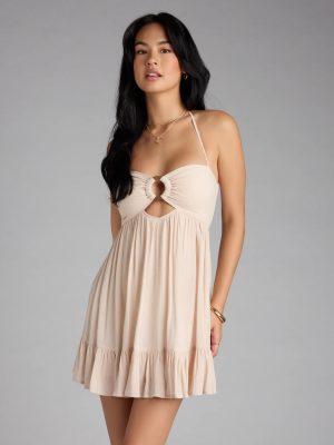 Breezy Charm Halter Babydoll Mini Dress