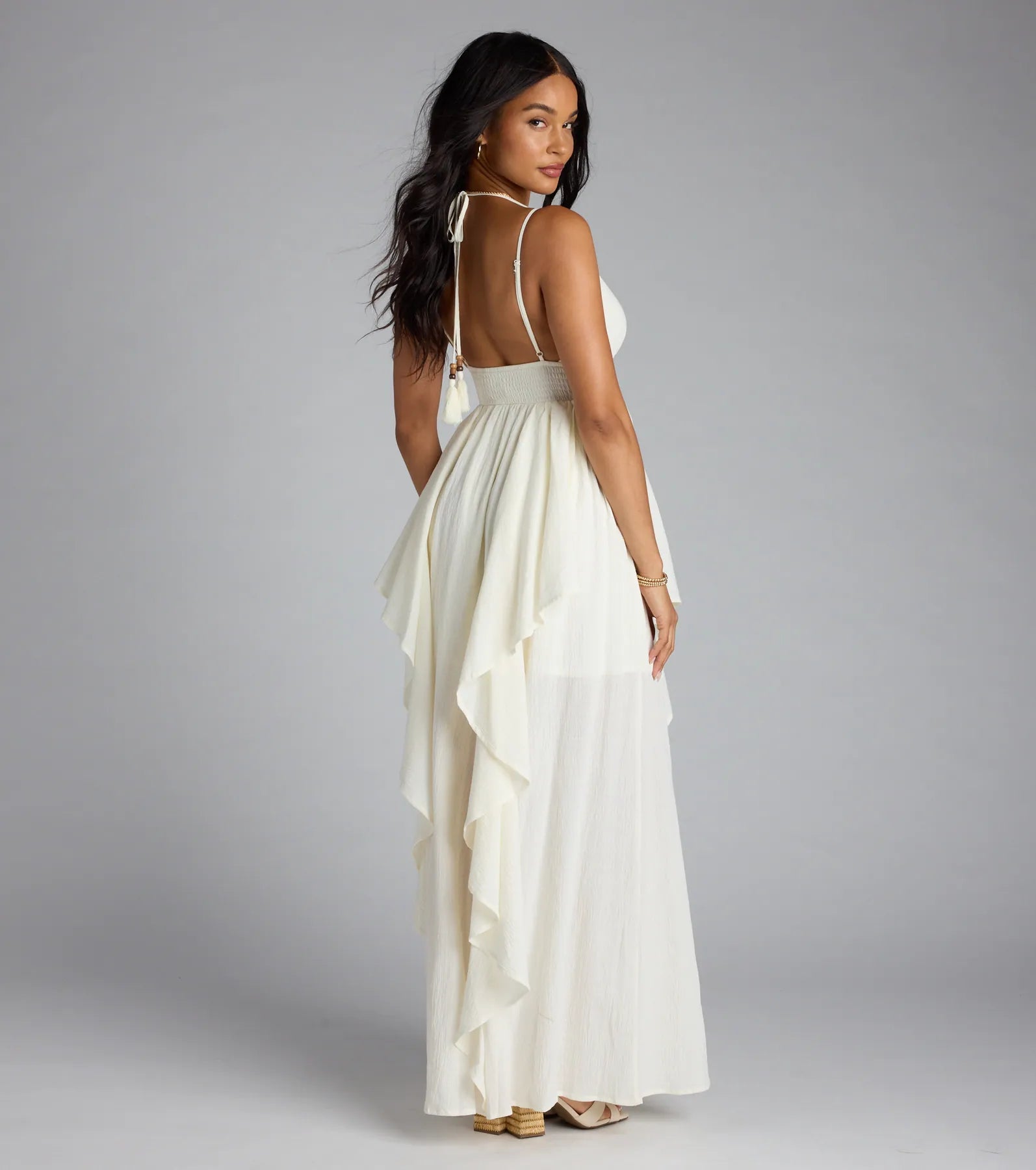 Just Like A Dream Strappy Back Ruffled Maxi Dress - Image 2
