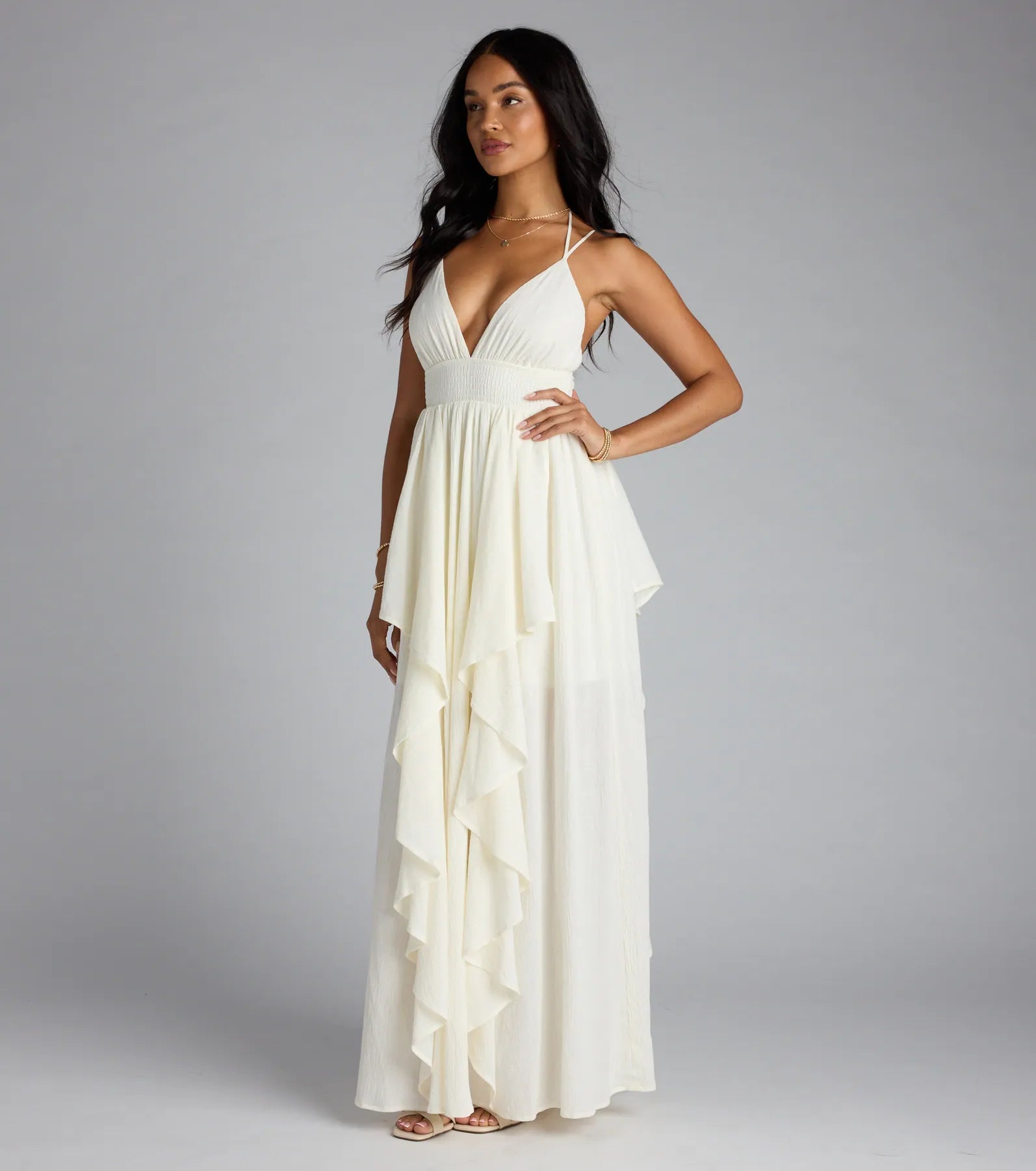 Just Like A Dream Strappy Back Ruffled Maxi Dress - Image 4