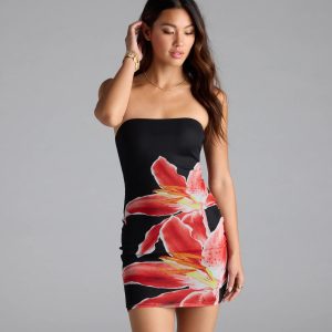 Sun Kissed Strapless Floral Bodycon Mini Dress