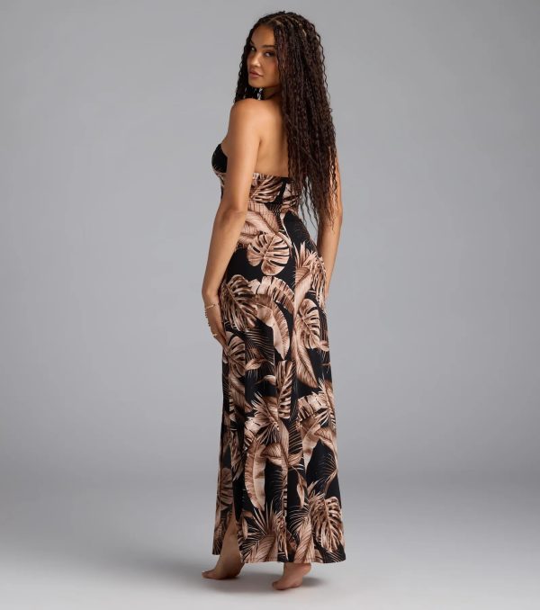 Island Hottie Tropical Halter Slit Maxi Dress - Image 2