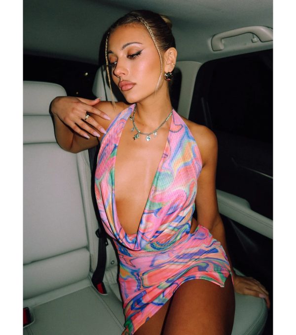 Bring The Heat Halter Open Back Abstract Mini Dress - Image 5