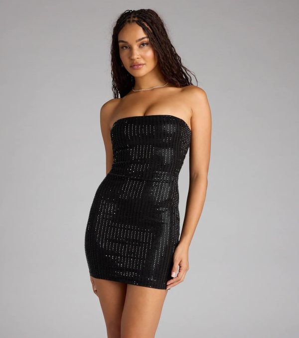 No Flash Needed Rhinestone Tube Mini Dress - Image 3